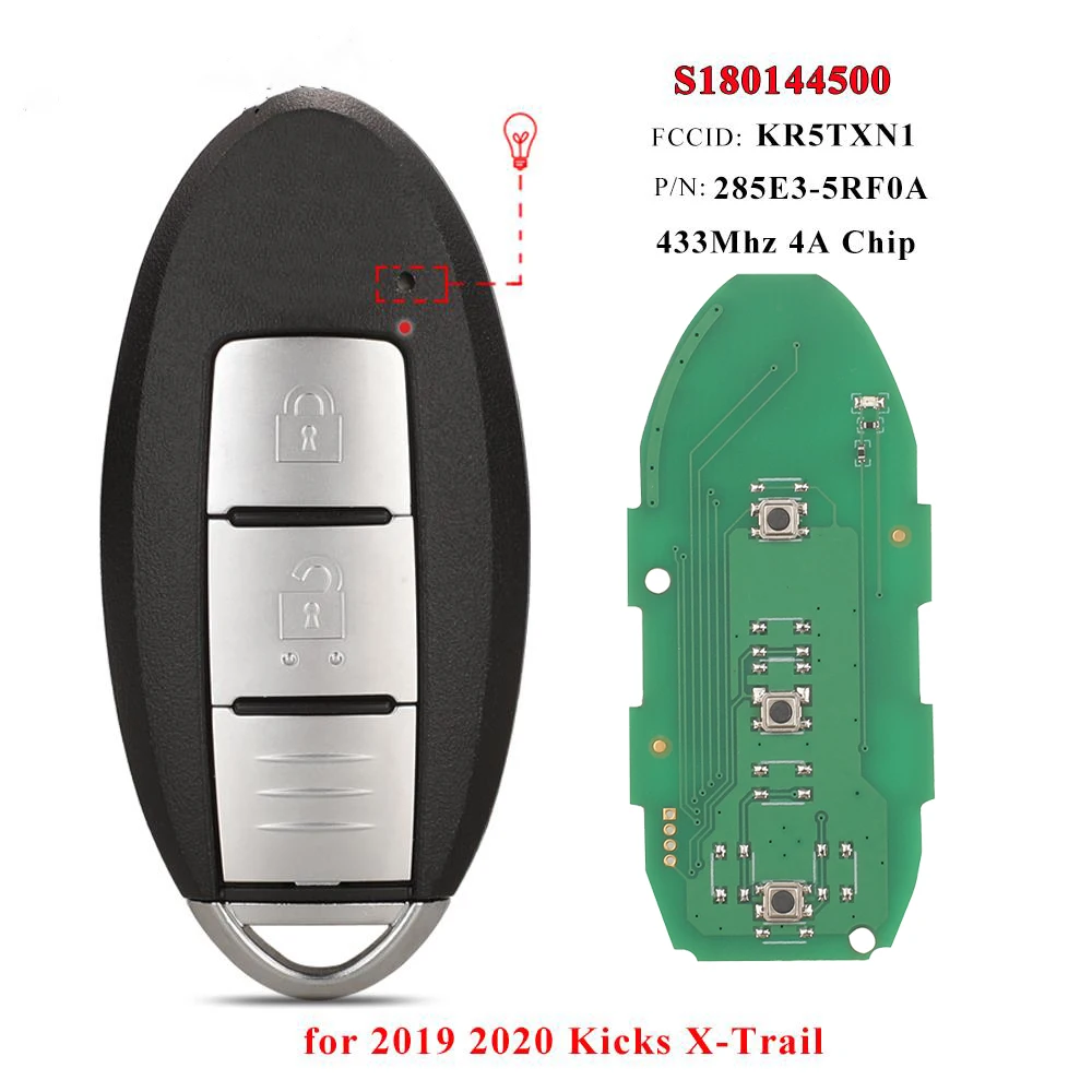 jingyuqin Alarm Smart Remote Car Key 434mhz Hitag AES 4A/pcf7938x Chip For Nissan Kicks Car Key s180144500 KR5TXN1
jingyuqin Alarm Smart Remote Car Key 434mhz Hitag AES 4A/pcf7938x Chip For Nissan Kicks Car Key s180144500 KR5TXN1