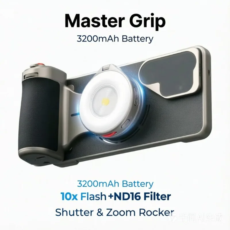 TELESIN Master Grip for S26 Ultra - Magnetic Phone Case + Grip, 3200mAh Battery, 10x Flash, ND16 Filter, Shutter & Zoom
TELESIN Master Grip for S26 Ultra - Magnetic Phone Case + Grip, 3200mAh Battery, 10x Flash, ND16 Filter, Shutter & Zoom