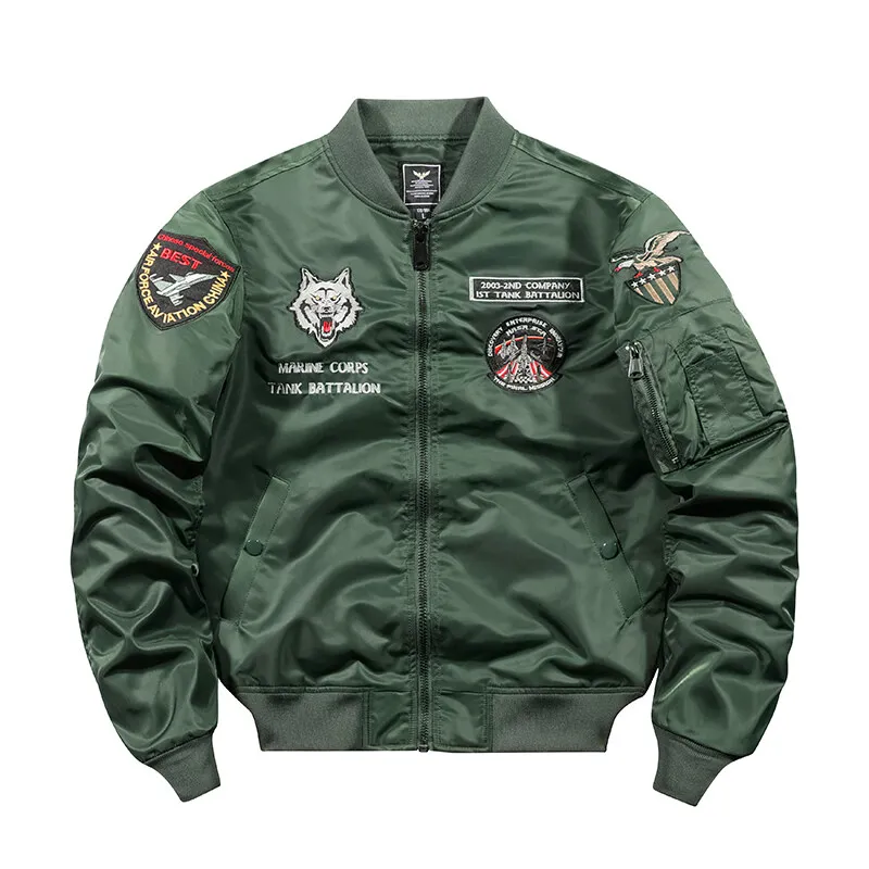 Men's workwear jacket Air Force MA1 pilot jacket Tank embroidery European and American style baseball uniform workwear jacket
Men's workwear jacket Air Force MA1 pilot jacket Tank embroidery European and American style baseball uniform workwear jacket