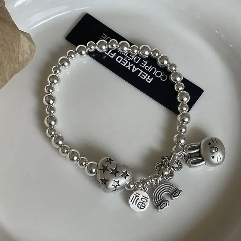 New S95 Sterling Silver Transfer Beads Rabbit Head Fu Word Elastic Bead Bracelet Pendant Female
New S95 Sterling Silver Transfer Beads Rabbit Head Fu Word Elastic Bead Bracelet Pendant Female