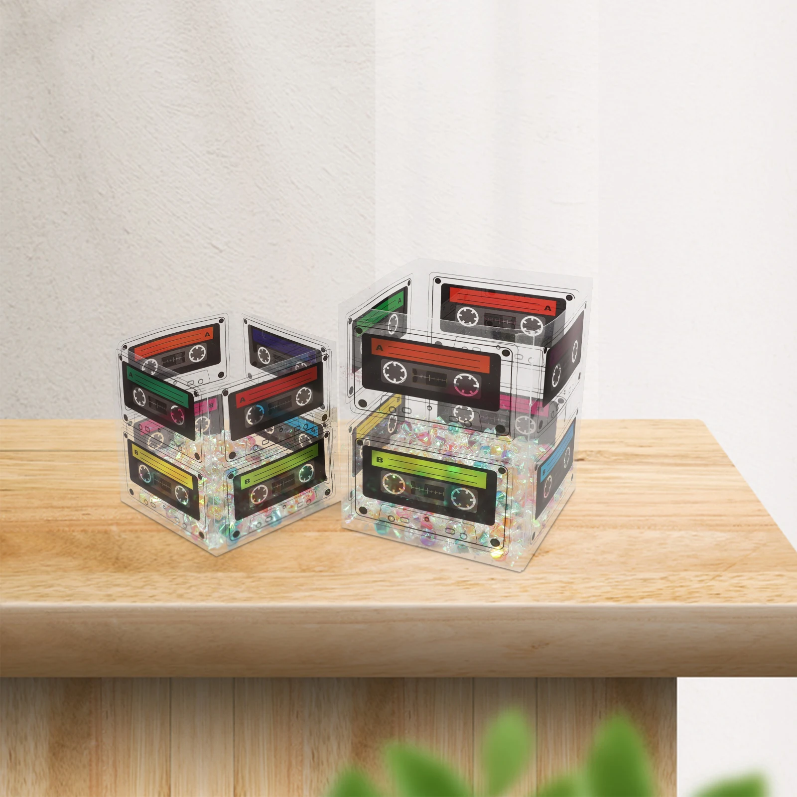 4pcs Retro Cassette Tape Ornaments Large Small Candy Boxes Birthday Music Centerpieces Plastic Storage
4pcs Retro Cassette Tape Ornaments Large Small Candy Boxes Birthday Music Centerpieces Plastic Storage