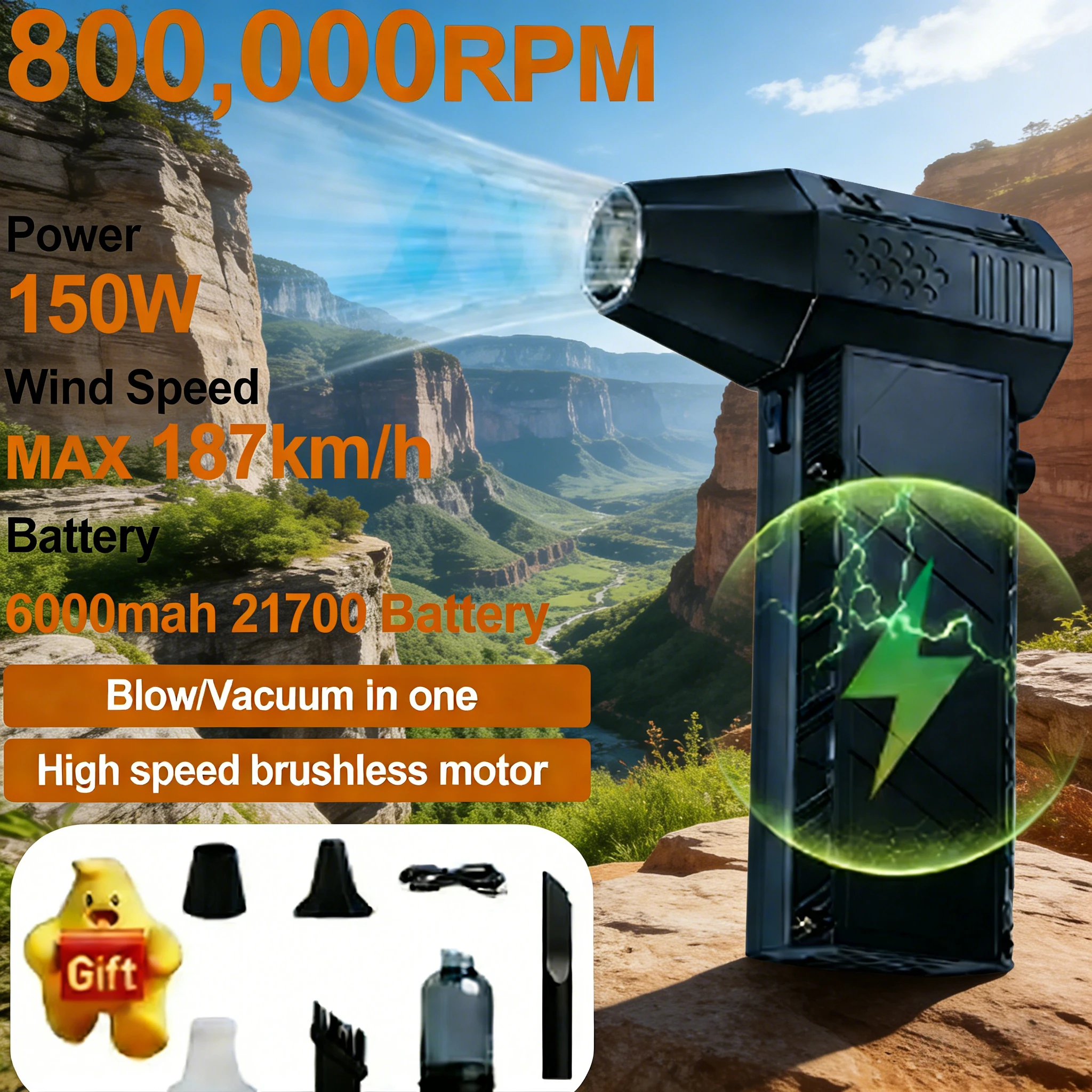 X60 Snowy Hurricane Camping Fan | 800000RPM 150W 53m/s 6000mAh Type‑C Rechargeable
X60 Snowy Hurricane Camping Fan | 800000RPM 150W 53m/s 6000mAh Type‑C Rechargeable
