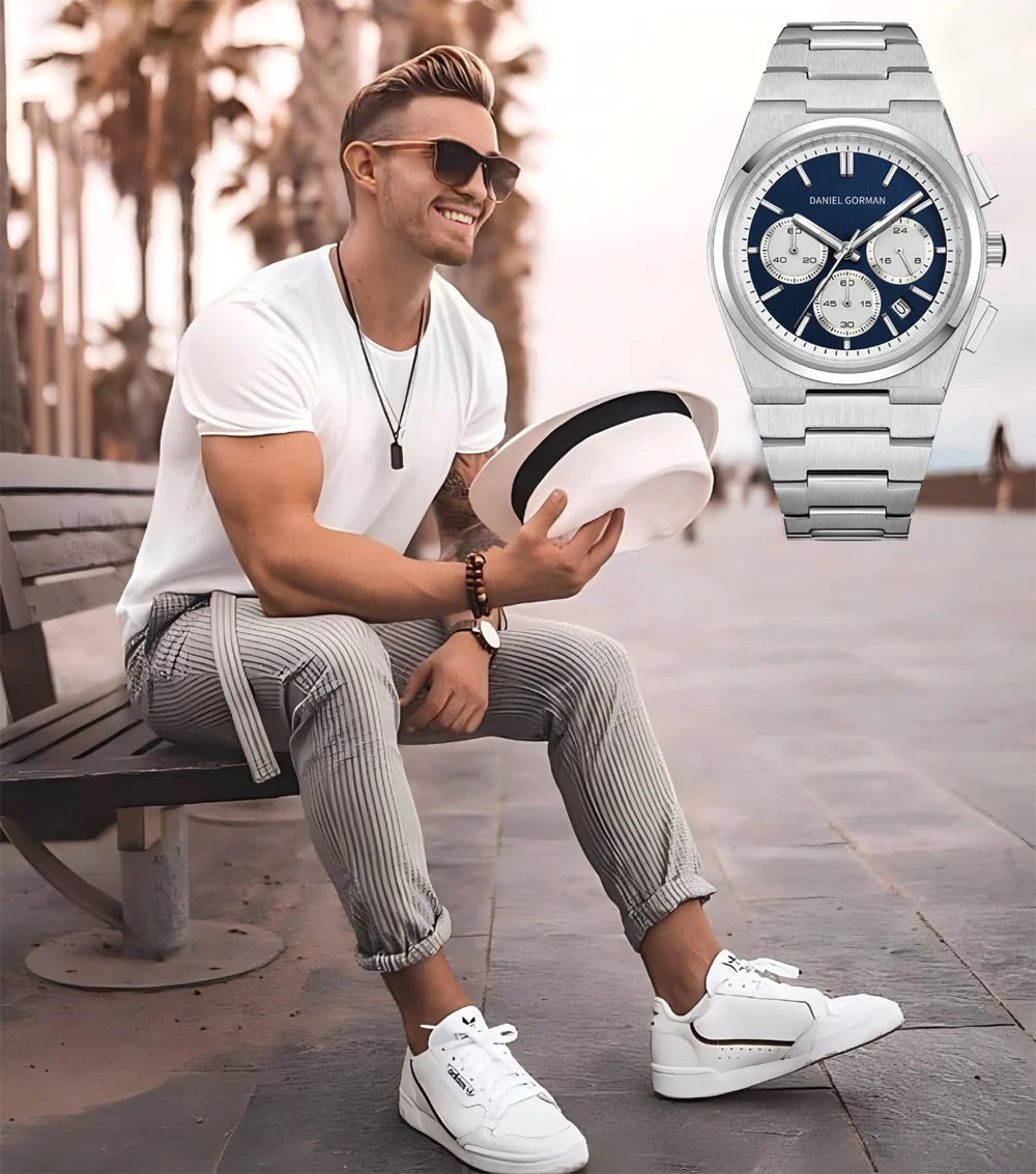 High Quality Quartz Watch for Men Luminous Stainless Steel Double Button butterfly Buckle 5ATM Waterproof Wristwatch
High Quality Quartz Watch for Men Luminous Stainless Steel Double Button butterfly Buckle 5ATM Waterproof Wristwatch