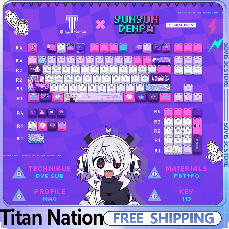Titannation Radio Waves Theme Anime Keycaps Set Pbt MAO Profile Pc Translucent Purple Key Caps for MX Mechanical Keyboard Gifts
Titannation Radio Waves Theme Anime Keycaps Set Pbt MAO Profile Pc Translucent Purple Key Caps for MX Mechanical Keyboard Gifts
