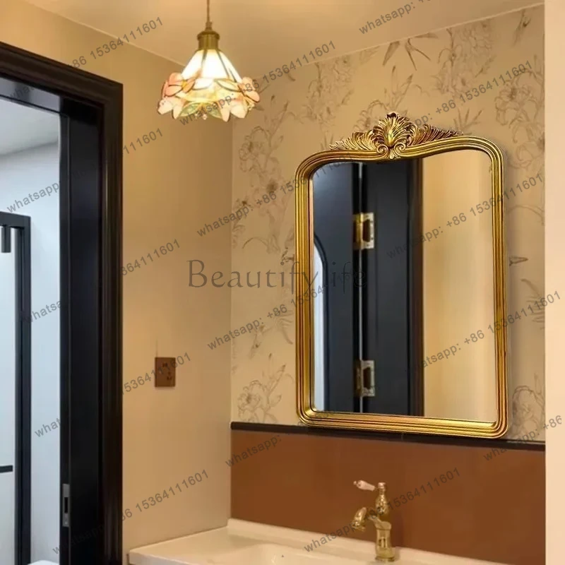 French Retro Bathroom European Carved Entrance Decoration Washroom Vanity Mirror
French Retro Bathroom European Carved Entrance Decoration Washroom Vanity Mirror