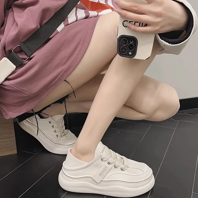 Women's Casual Sporty Thick Bottom Two-Way Wearable Leather Sneakers Small Batch Design Low Cut Breathable round Toe Shoes
Women's Casual Sporty Thick Bottom Two-Way Wearable Leather Sneakers Small Batch Design Low Cut Breathable round Toe Shoes