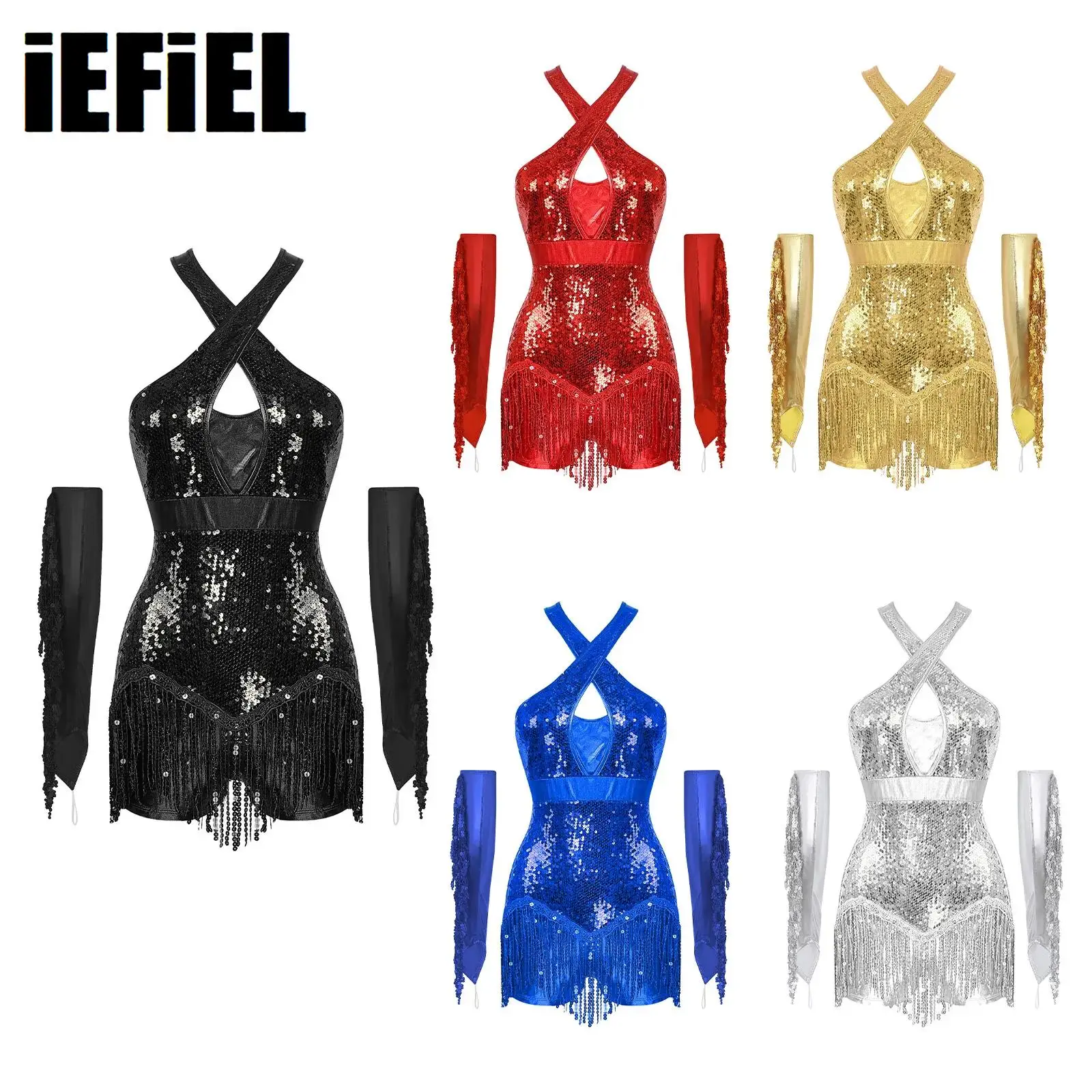 Women Latin Cha-Cha Dance Leotard Costume Cross Front Glittery Sequins Tassel Leotard with Sequined Tassels Gloves
Women Latin Cha-Cha Dance Leotard Costume Cross Front Glittery Sequins Tassel Leotard with Sequined Tassels Gloves