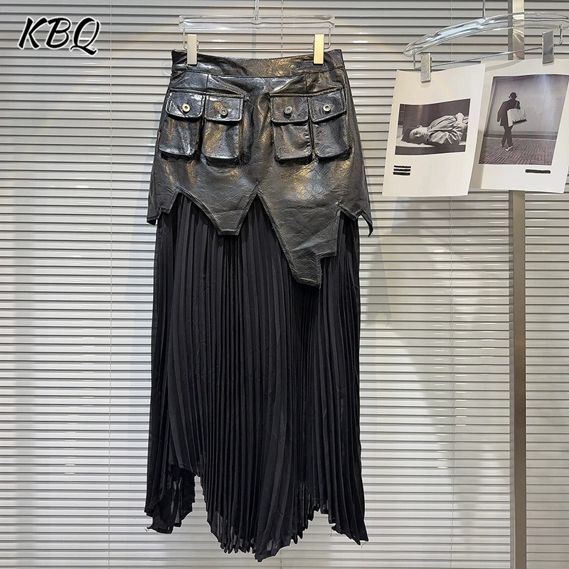 KBQ Casual Spliced Pocket Irregular PU Leather Long Skirt for Women High Waist American Style Mesh Skirt Female Autumn Style New
KBQ Casual Spliced Pocket Irregular PU Leather Long Skirt for Women High Waist American Style Mesh Skirt Female Autumn Style New