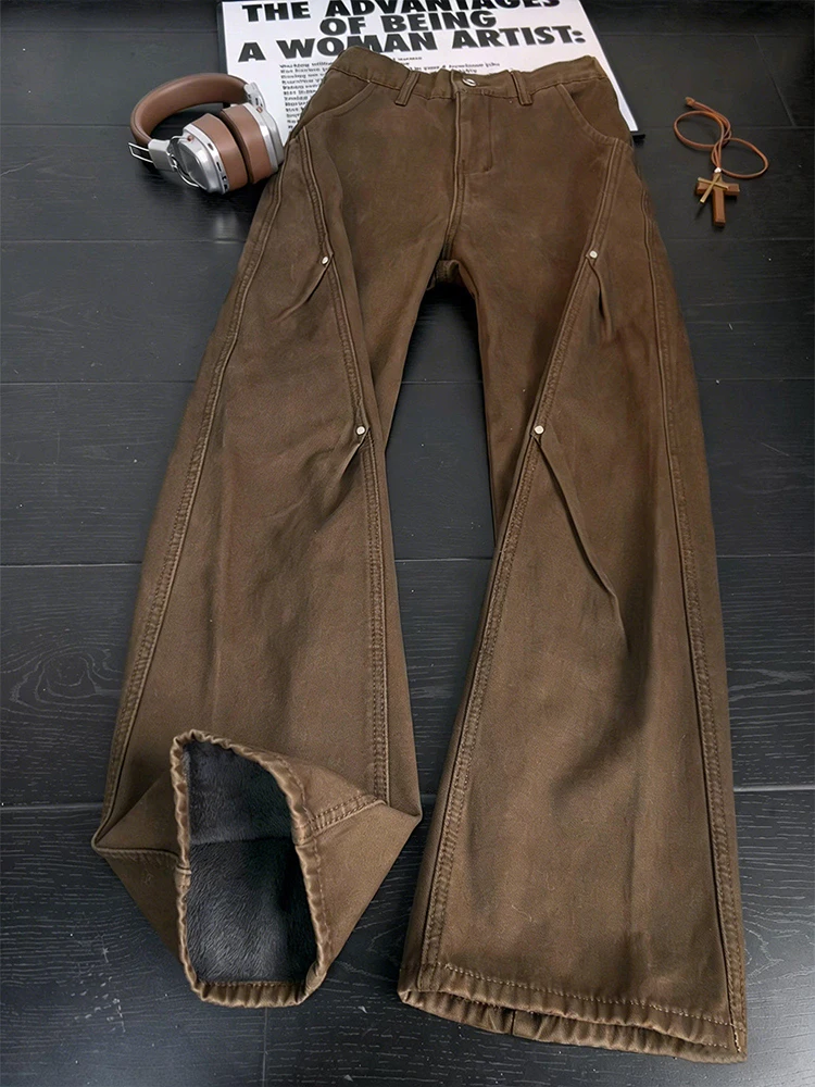 Cleanfit American Sle Rivet Slant Cut Jeans Men's Straight Leg Folded Pure Cotton Workwear Trousers Coffee Color
Cleanfit American Sle Rivet Slant Cut Jeans Men's Straight Leg Folded Pure Cotton Workwear Trousers Coffee Color