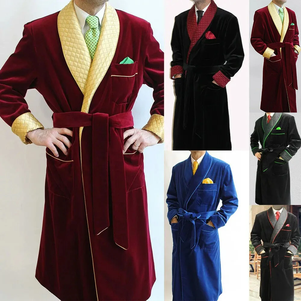 High Quality Men's Velvet Lounge Robe Contrast Trim Lapel Long Length Belted Casual Outerwear for Home Relaxation
High Quality Men's Velvet Lounge Robe Contrast Trim Lapel Long Length Belted Casual Outerwear for Home Relaxation
