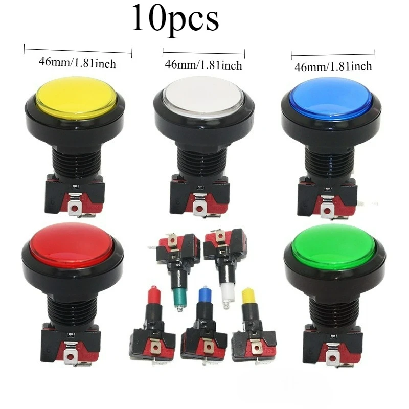 10pcs 46mm Round Button Self Reset with Light for Parking Game Machine Arcade Coin Operated
10pcs 46mm Round Button Self Reset with Light for Parking Game Machine Arcade Coin Operated