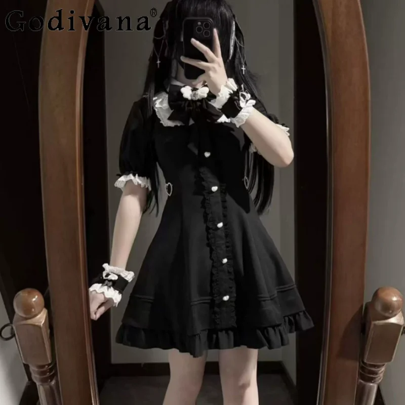 Large Size Sweet Japanese Lace Black Age Reduction Dress Girl Long Short Sleeves High Waist A-line Versatile College Dresses
Large Size Sweet Japanese Lace Black Age Reduction Dress Girl Long Short Sleeves High Waist A-line Versatile College Dresses