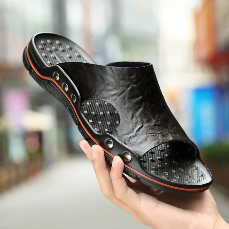 2025 Summer Leather Slippers Group Men Breathable Clogs Beach Sandals Anti-irritation, Outdoor Flip-flops Large Size Men's Shoes
2025 Summer Leather Slippers Group Men Breathable Clogs Beach Sandals Anti-irritation, Outdoor Flip-flops Large Size Men's Shoes