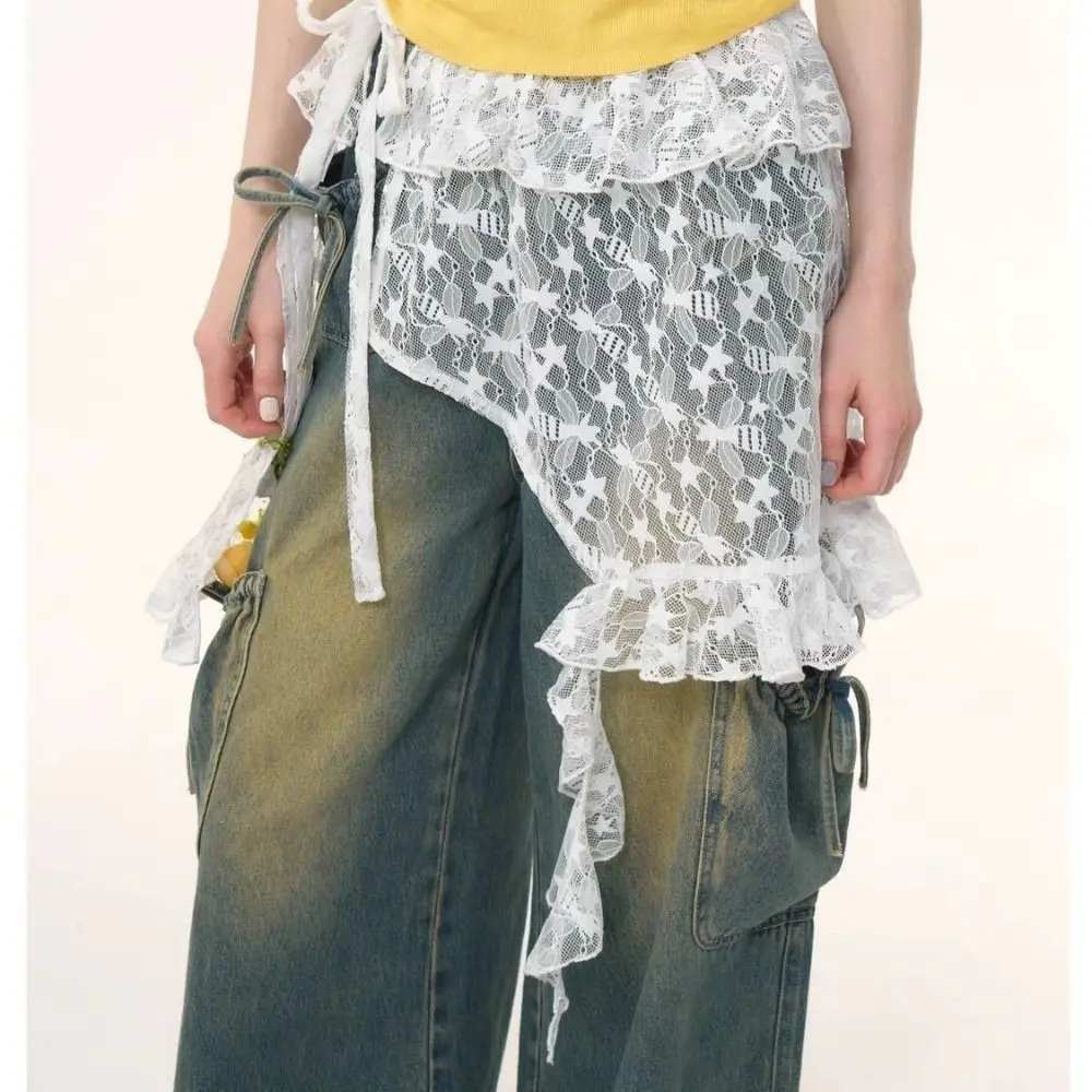 Embroidered Flower Lace Mini Skirt Irregular Y2K Streetwear Lace Up Ruffles Skirt See Through Lace-up Design Ruched Skirts
Embroidered Flower Lace Mini Skirt Irregular Y2K Streetwear Lace Up Ruffles Skirt See Through Lace-up Design Ruched Skirts