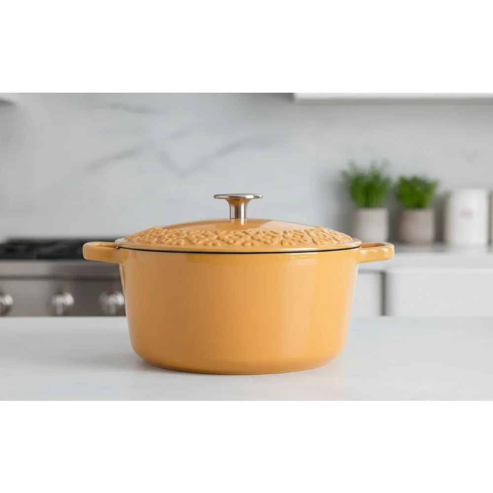 3.5QT Enameled Cast Iron Dutch Oven with Self-Basting Lid - Honey Gold, Perfect for Family Cooking & Baking
3.5QT Enameled Cast Iron Dutch Oven with Self-Basting Lid - Honey Gold, Perfect for Family Cooking & Baking