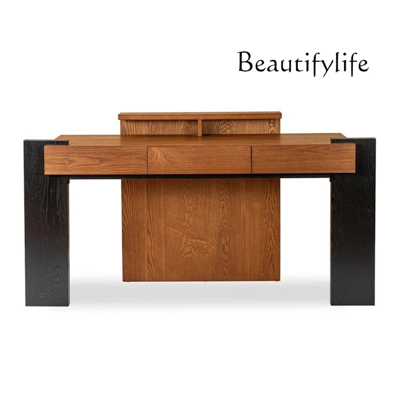 Medieval retro black solid wood desk home computer desk designer creative simple desk
Medieval retro black solid wood desk home computer desk designer creative simple desk