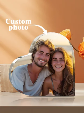 Aangepaste producten Acryl Hart Plaque Foto Tekst op maat, verjaardagscadeaus, decoraties voor Valentijnsdag, jubileum, thuis