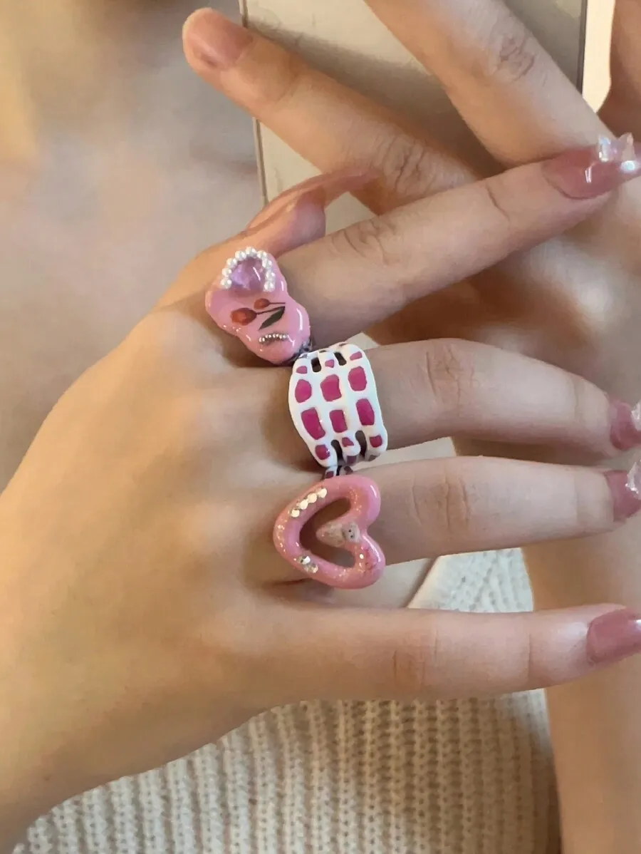 Y2K Enamel Heart Grid Flower Rings For Women Cute Aesthetic Pink Colorful Jewelry Accessories
Y2K Enamel Heart Grid Flower Rings For Women Cute Aesthetic Pink Colorful Jewelry Accessories