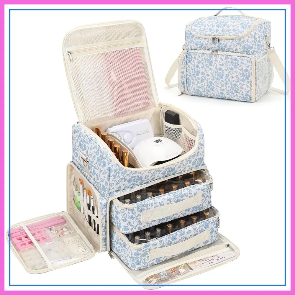 Extra Large Nail Polish Organizer Case Holds 86-100+ Bottles & Lamp, Storage Bag with 2 Removable Pouches, Blue Floral
Extra Large Nail Polish Organizer Case Holds 86-100+ Bottles & Lamp, Storage Bag with 2 Removable Pouches, Blue Floral