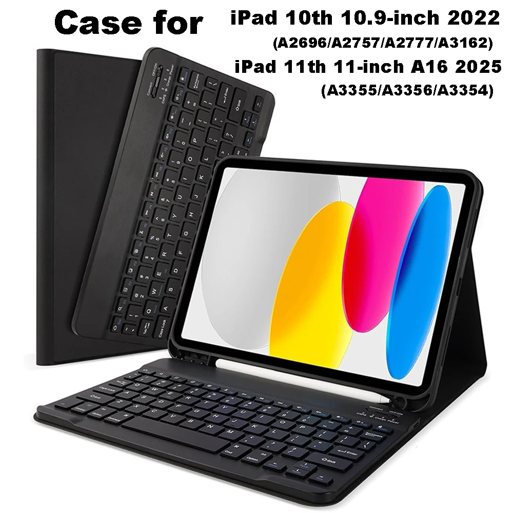 Case for iPad 11th A16 11 Inch 2025 A3355 A3356 A3354,Bluetooth Keyboard cover for iPad 10th 10.9in 2022 A2696 A2757 A2777 A3162
Case for iPad 11th A16 11 Inch 2025 A3355 A3356 A3354,Bluetooth Keyboard cover for iPad 10th 10.9in 2022 A2696 A2757 A2777 A3162