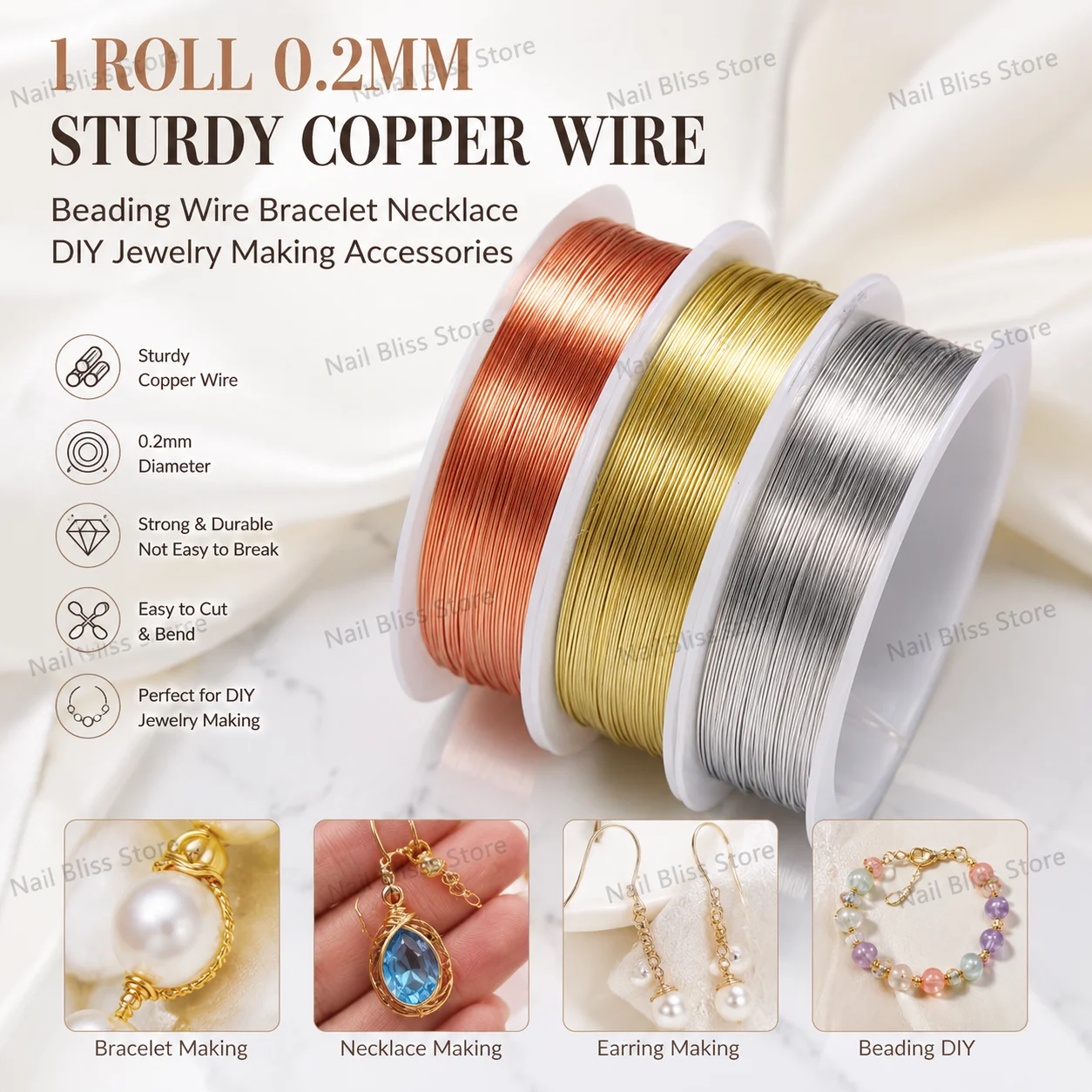 1 Roll 0.2mm Sturdy Copper Wire Beading Wire For Bracelet Necklace DIY Jewelry Making Accessories
1 Roll 0.2mm Sturdy Copper Wire Beading Wire For Bracelet Necklace DIY Jewelry Making Accessories