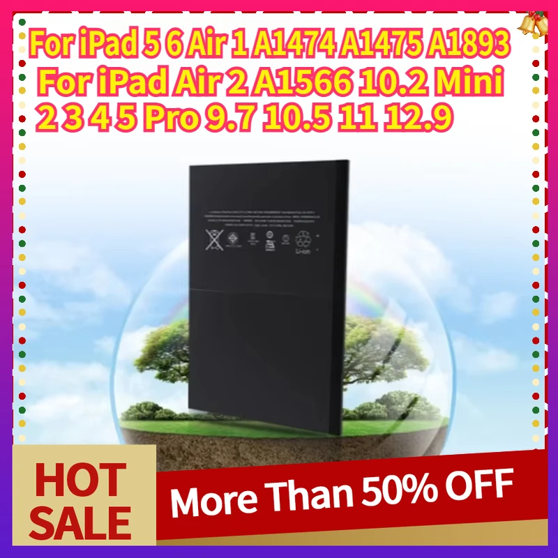 Battery For iPad 5 6 Air 1 A1474 A1475 A1893 For iPad Air 2 A1566 10.2 Mini 2 3 4 5 Pro 9.7 10.5 11 12.9 Battery Tablet Parts
Battery For iPad 5 6 Air 1 A1474 A1475 A1893 For iPad Air 2 A1566 10.2 Mini 2 3 4 5 Pro 9.7 10.5 11 12.9 Battery Tablet Parts