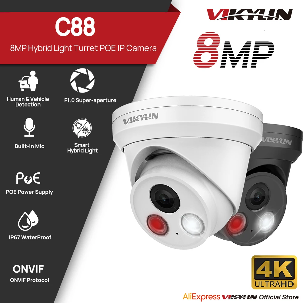VIKYLIN 4K 8MP IP Camera Outdoor Audio POE H.265 Onvif Wide Angle 2.8mm AI Humanoid Detection Home CCTV Surveillance Camera
VIKYLIN 4K 8MP IP Camera Outdoor Audio POE H.265 Onvif Wide Angle 2.8mm AI Humanoid Detection Home CCTV Surveillance Camera