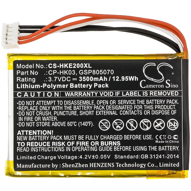 Battery for Esquire 2 PN: CP-HK03, GSP805070 3500mAh / 12.95Wh
Battery for Esquire 2 PN: CP-HK03, GSP805070 3500mAh / 12.95Wh