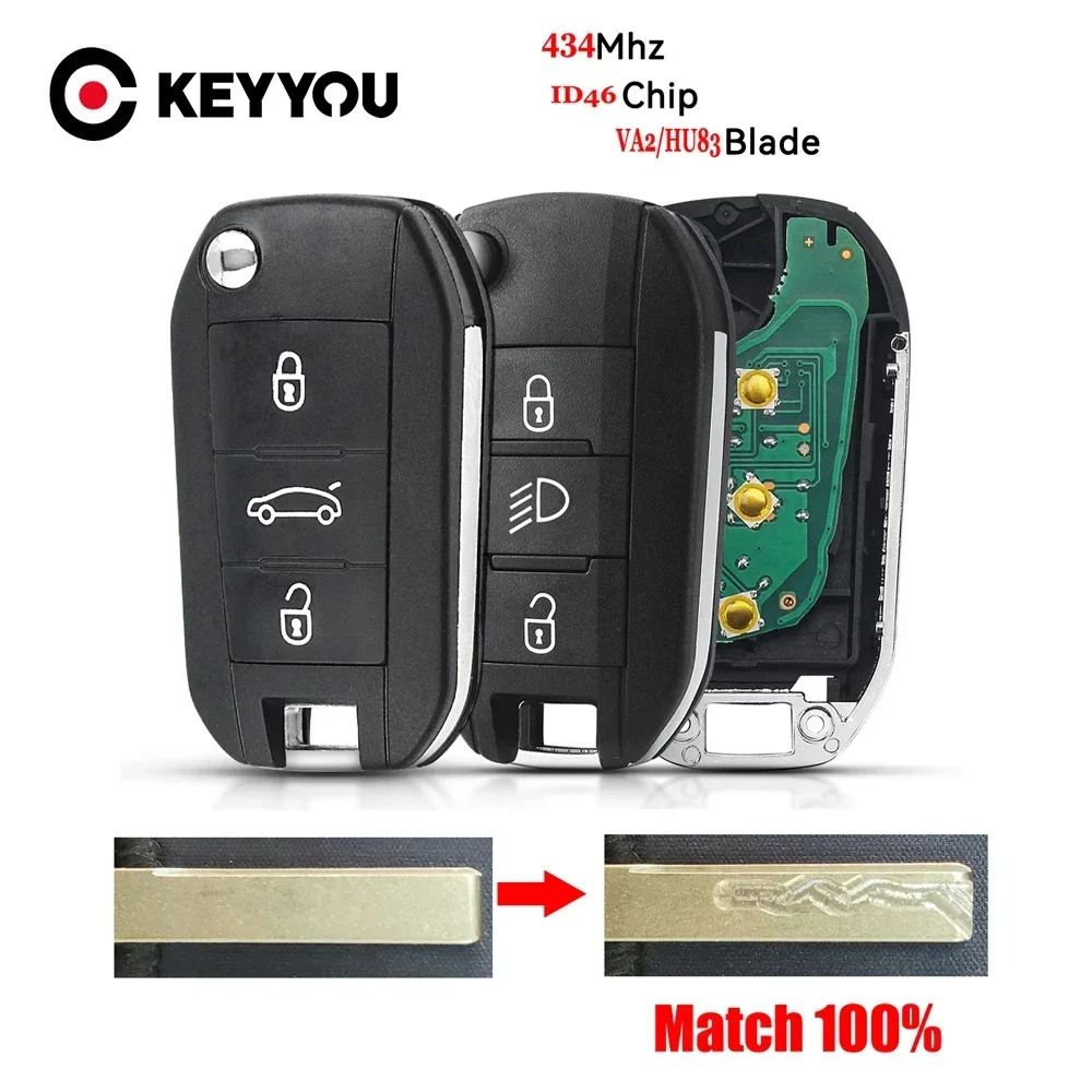 KEYYOU With Cutting Service For Peugeot 208 2008 301 308 3008 408 508 For Citroen C3 ID46 434MHz HU83/VA2 Remote Car Key
KEYYOU With Cutting Service For Peugeot 208 2008 301 308 3008 408 508 For Citroen C3 ID46 434MHz HU83/VA2 Remote Car Key