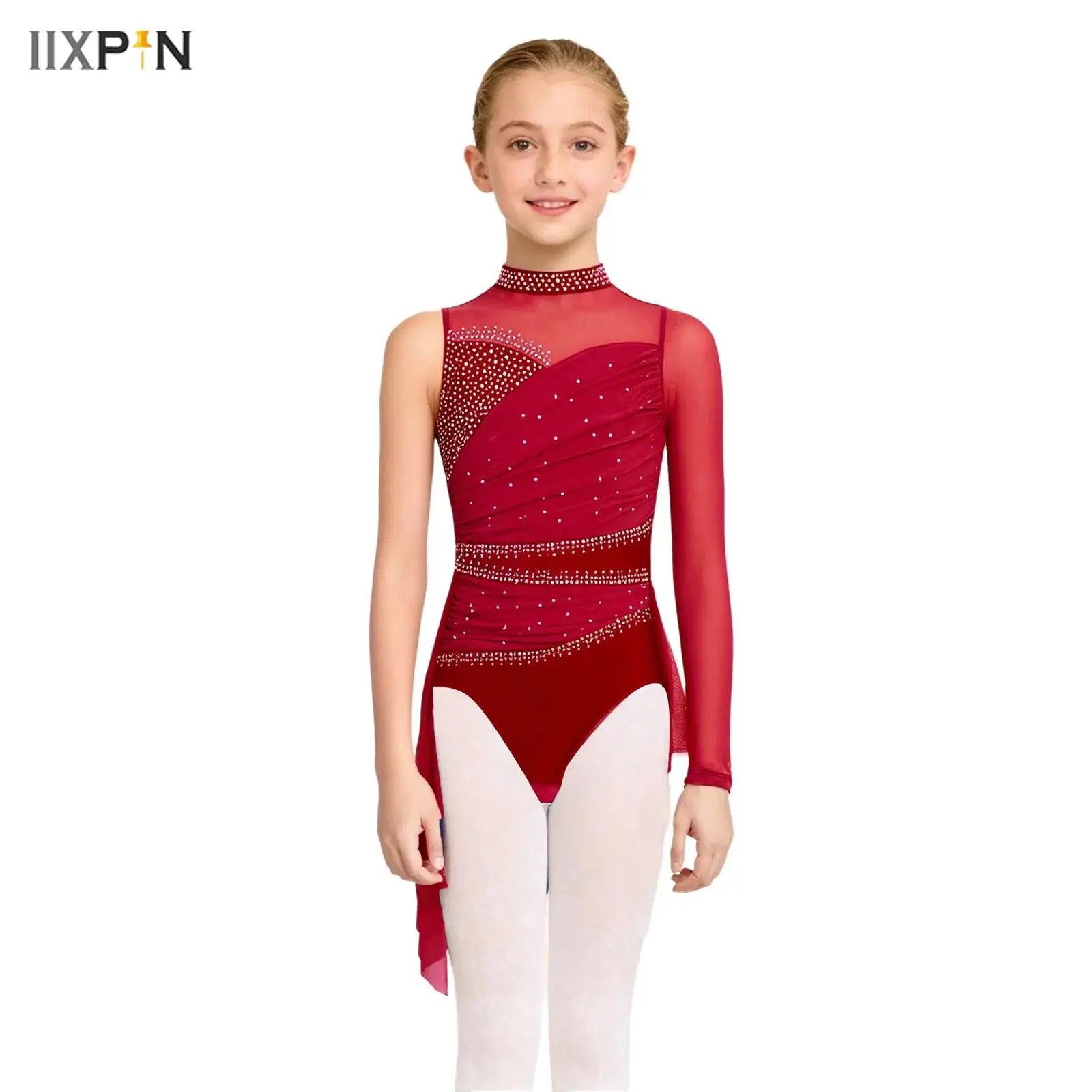Girls Lyrical Ballet Dance Dress Figure Skating Performance Costume Asymmetrical Shiny Rhinestones Ruched Mesh Skirted Leotard
Girls Lyrical Ballet Dance Dress Figure Skating Performance Costume Asymmetrical Shiny Rhinestones Ruched Mesh Skirted Leotard