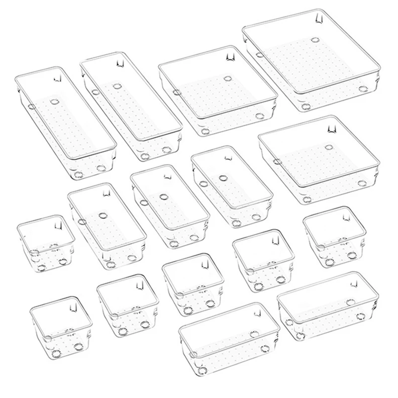 16 PCS Non-Slip/Crack Bathroom Vanity Drawer Organizer For Makeup, Jewelry And Office, Desk, Bathroom, Bedroom, Kitchen
16 PCS Non-Slip/Crack Bathroom Vanity Drawer Organizer For Makeup, Jewelry And Office, Desk, Bathroom, Bedroom, Kitchen