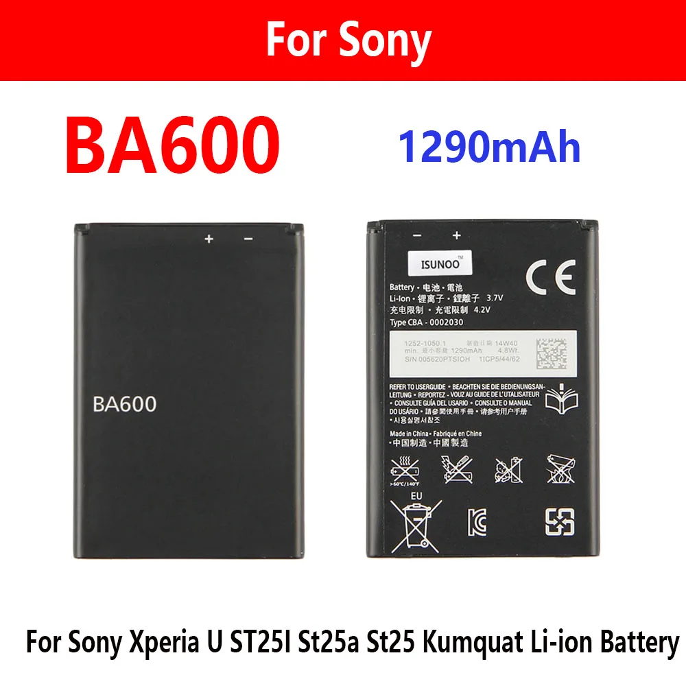 ISUNOO 1290mAh BA600 Phone Battery For Sony Xperia U ST25I St25a St25 Kumquat Li-ion Battery
ISUNOO 1290mAh BA600 Phone Battery For Sony Xperia U ST25I St25a St25 Kumquat Li-ion Battery