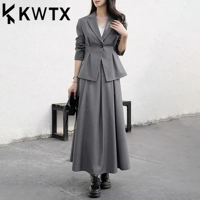 KWTX Temperament Women's 2 Piece Set Single Button Gathered Waist Blazers+high Waist Pleated A-line Skirt 2025 Spring New
KWTX Temperament Women's 2 Piece Set Single Button Gathered Waist Blazers+high Waist Pleated A-line Skirt 2025 Spring New