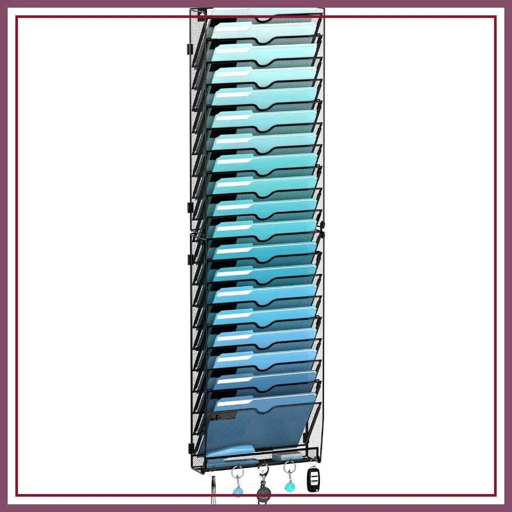 20-Tier Wall File Organizer with 5 Hooks, Hanging Mail Holder, Magazine Rack for Office, Black
20-Tier Wall File Organizer with 5 Hooks, Hanging Mail Holder, Magazine Rack for Office, Black