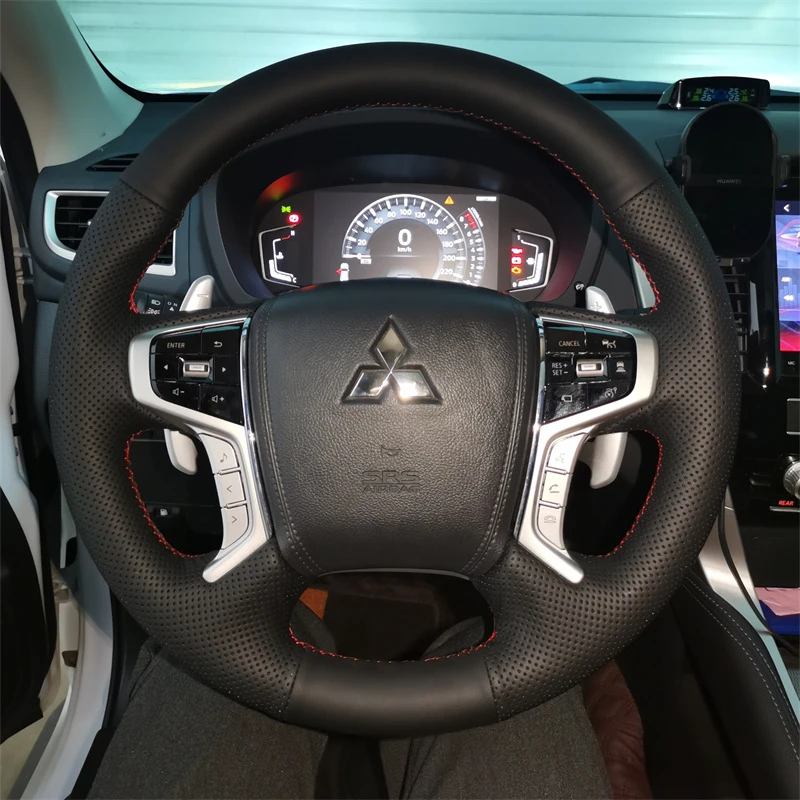 Hand Stitched black Genuine Leather non-slip Car Steering Wheel Cover For Mitsubishi Pajero Sport III Montero 2015-2022 Parts
Hand Stitched black Genuine Leather non-slip Car Steering Wheel Cover For Mitsubishi Pajero Sport III Montero 2015-2022 Parts