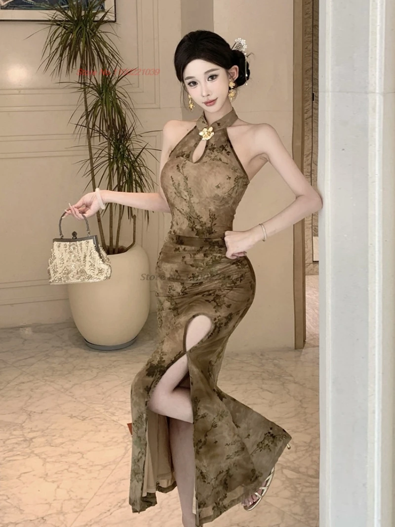 2025 chinese sexy dress improved mesh velvet cheongsam flower print sleeveless qipao nightclub banquet evening dress vestido
2025 chinese sexy dress improved mesh velvet cheongsam flower print sleeveless qipao nightclub banquet evening dress vestido