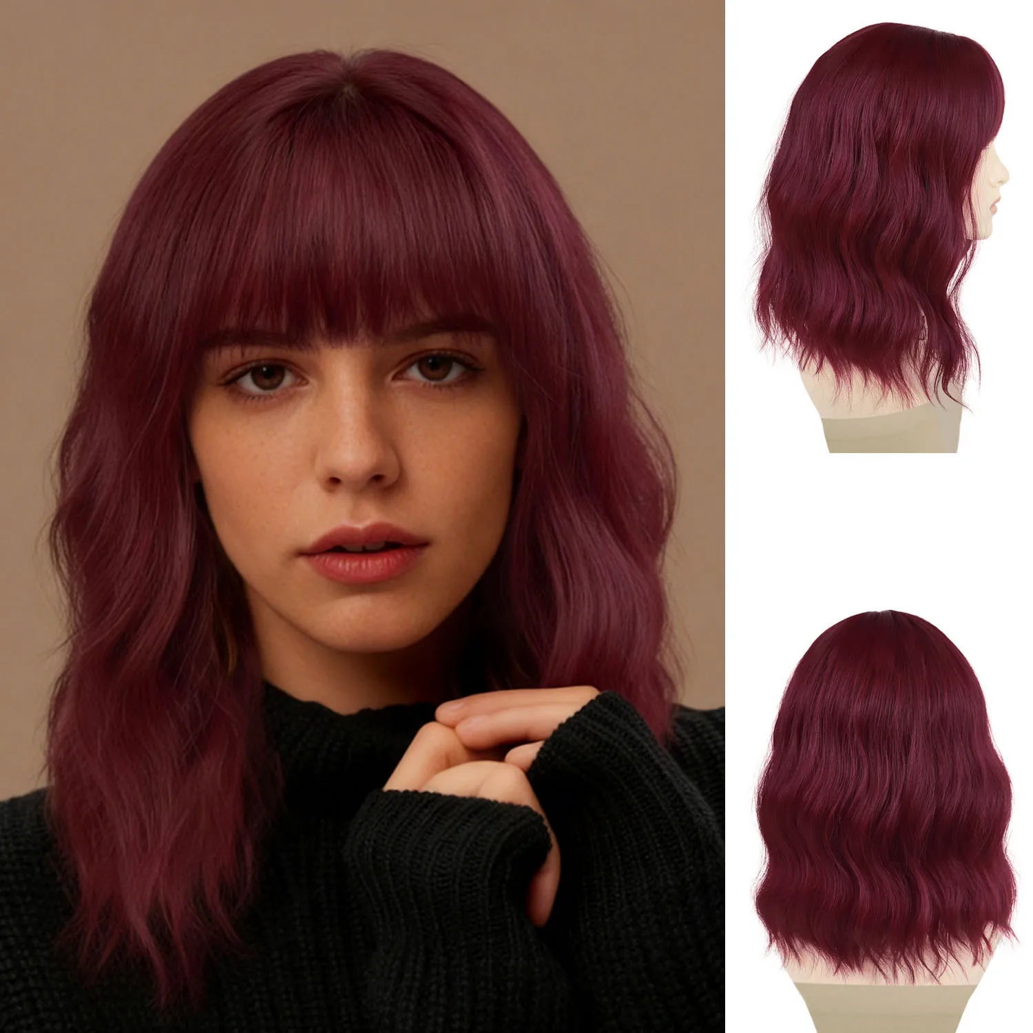 Premium Synthetic Auburn Short Wavy Wigs for Women Curly Wig with Bang Shoulder Length Wig Wine Red Hair Wig Cosplay Drag Queen
Premium Synthetic Auburn Short Wavy Wigs for Women Curly Wig with Bang Shoulder Length Wig Wine Red Hair Wig Cosplay Drag Queen