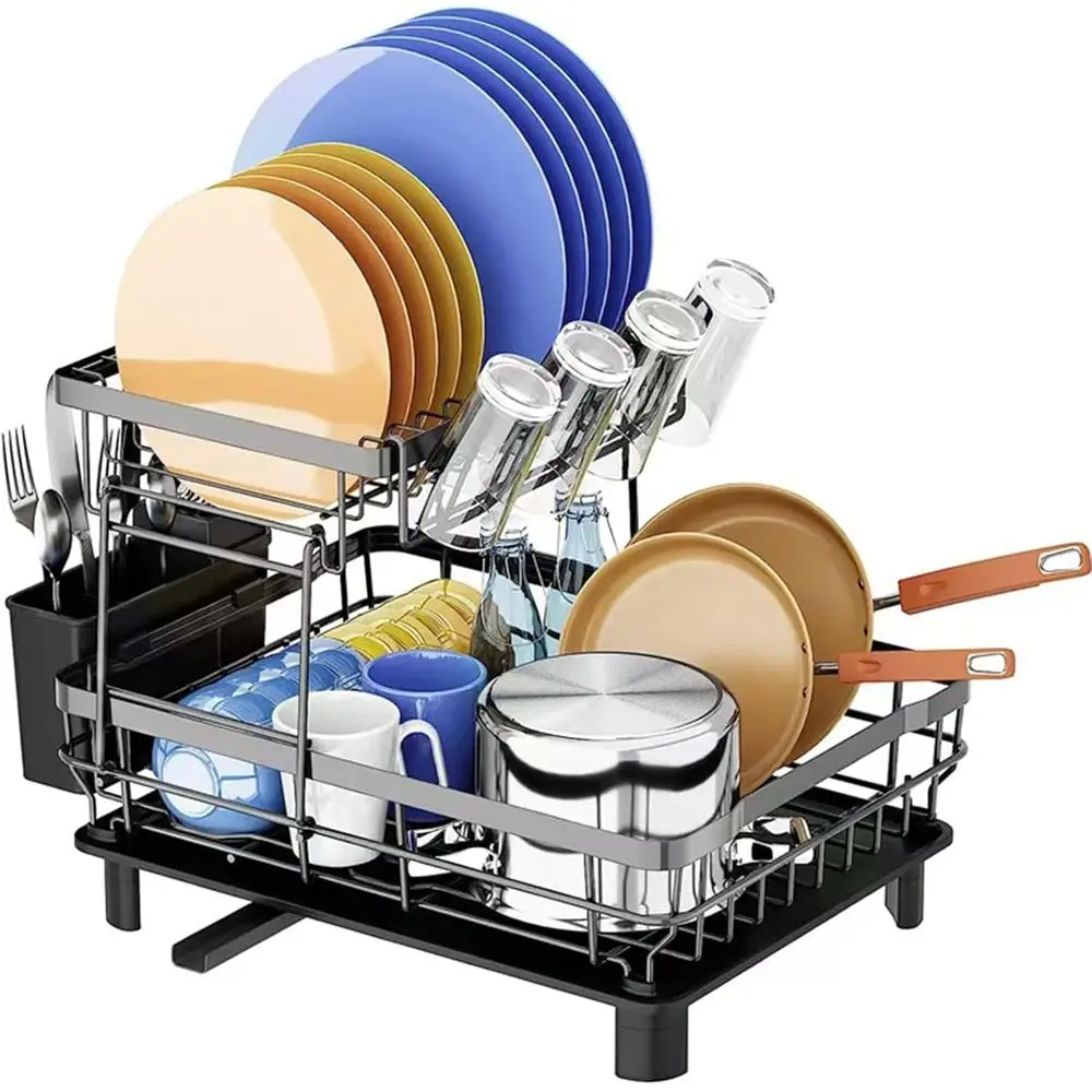 Dish Drying Rack, Space Saving & Durable, Rust-Proo Large 2 Tier StainlSteel Dish Racks or Kitchen Counter with Cutlery & Cup Ho
Dish Drying Rack, Space Saving & Durable, Rust-Proo Large 2 Tier StainlSteel Dish Racks or Kitchen Counter with Cutlery & Cup Ho