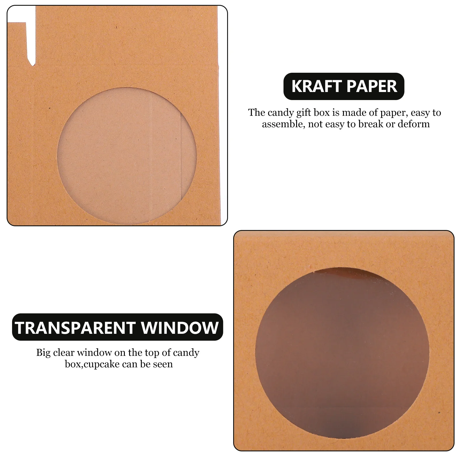 25pcs Kraft Paper Box Easy Assemble Not Break Deform Transparent Window Dessert Box Cupcake Package Cake Wrapping Food
25pcs Kraft Paper Box Easy Assemble Not Break Deform Transparent Window Dessert Box Cupcake Package Cake Wrapping Food