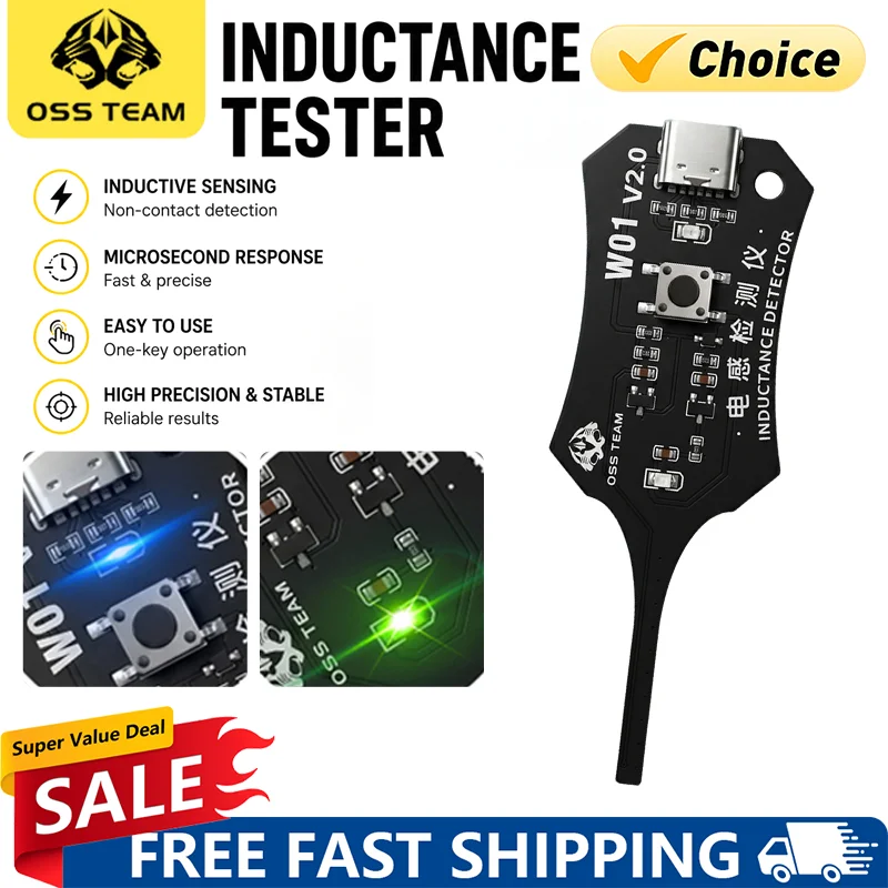 OSS W01 V2.0 Inductance Tester, Fast Tester Easy One-Key Operation Non-Contact for Fast PCB Fault Point Locating
OSS W01 V2.0 Inductance Tester, Fast Tester Easy One-Key Operation Non-Contact for Fast PCB Fault Point Locating