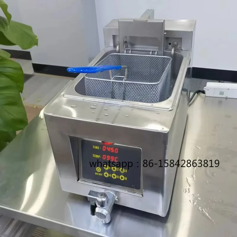 Commercial 12L Programmable Electric Fryer with Intelligent Control Menu and Automatic Lift Function