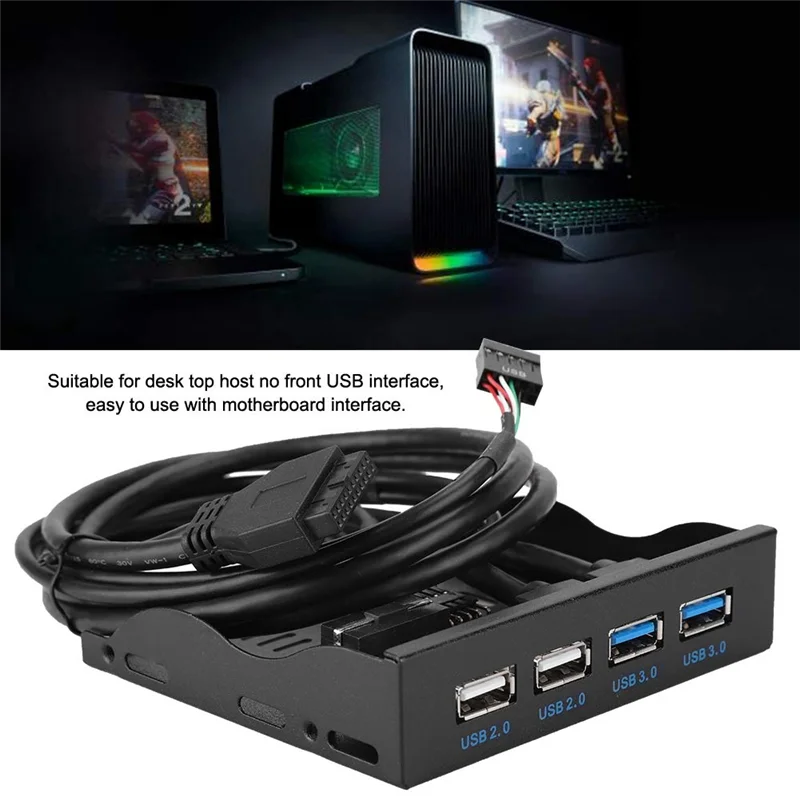 Практичная передняя панель USB, высокоскоростной 4-портовый концентратор 2 USB 3.0 + 2 USB 2.0, 19-контактный/9-контактный разъем 3,5-дюймовой передней панели
Практичная передняя панель USB, высокоскоростной 4-портовый концентратор 2 USB 3.0 + 2 USB 2.0, 19-контактный/9-контактный разъем 3,5-дюймовой передней панели