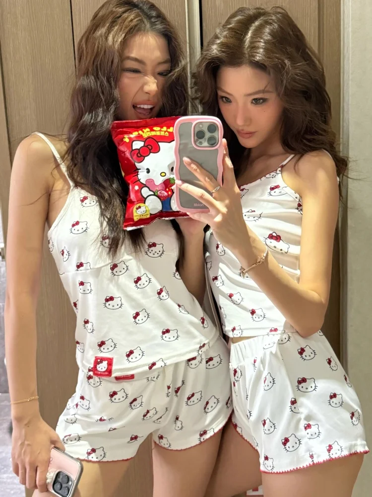 Hello Kitty Pajamas Set Including Breast Pads Sanrio Y2K Women Sexy Vest Shorts Sweet Nightwear Cute Casual Home Clothes Pajamas
Hello Kitty Pajamas Set Including Breast Pads Sanrio Y2K Women Sexy Vest Shorts Sweet Nightwear Cute Casual Home Clothes Pajamas
