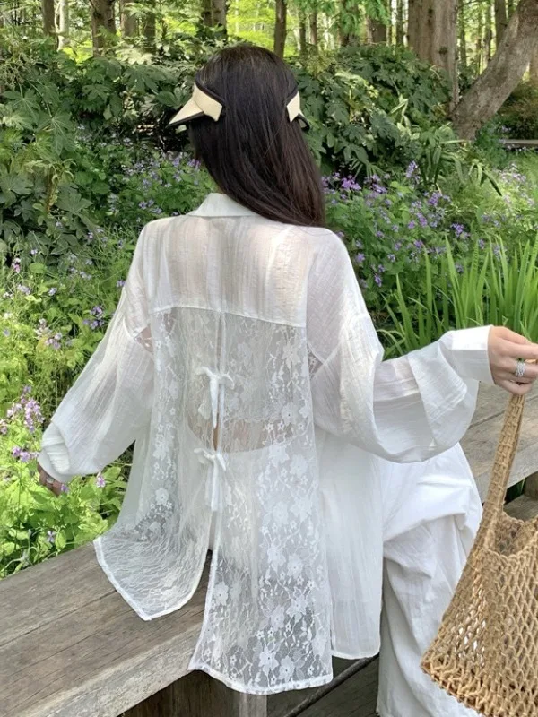 Sun Protection Lace Splice Casual Loose Long Shirt Women's Summer Thin Breathable Design Slimming Open Cardigan Top
Sun Protection Lace Splice Casual Loose Long Shirt Women's Summer Thin Breathable Design Slimming Open Cardigan Top