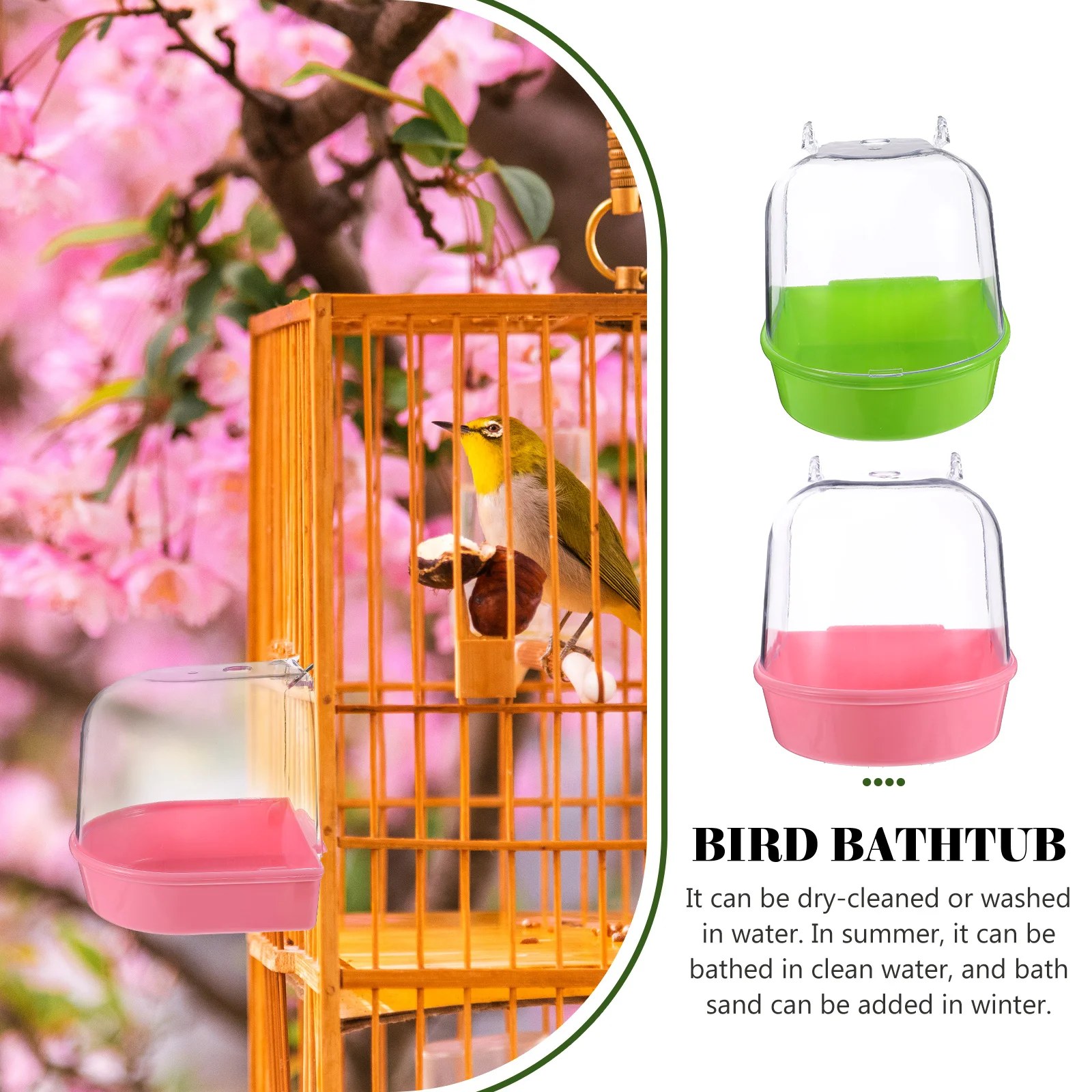 2Pcs Hanging Bird Bath Tubs Curved Design Parrot Shower Basins Feather Dust Removal Pet Accessories 
2Pcs Hanging Bird Bath Tubs Curved Design Parrot Shower Basins Feather Dust Removal Pet Accessories