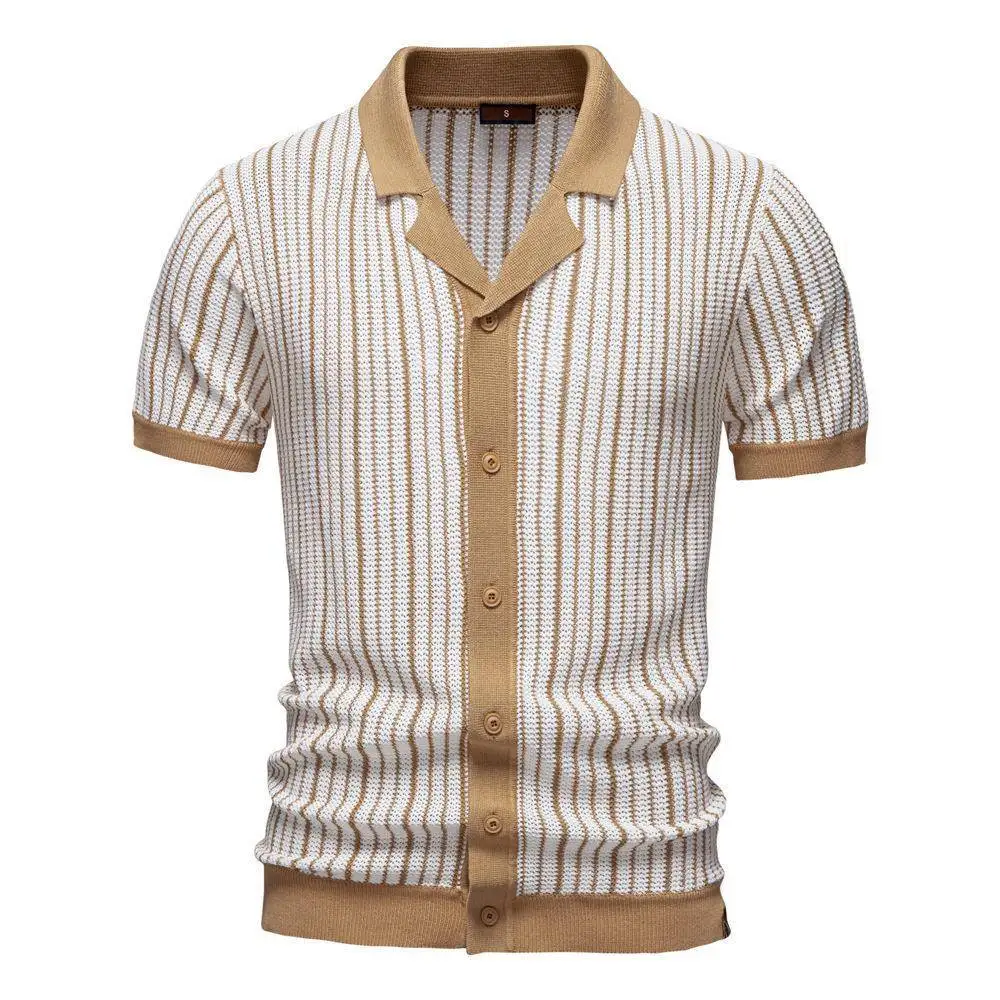 Summer 2025 Business Knitted Short Sleeve Shirt Striped Fashion Top for Men And Women Standard Fit City Style
Summer 2025 Business Knitted Short Sleeve Shirt Striped Fashion Top for Men And Women Standard Fit City Style