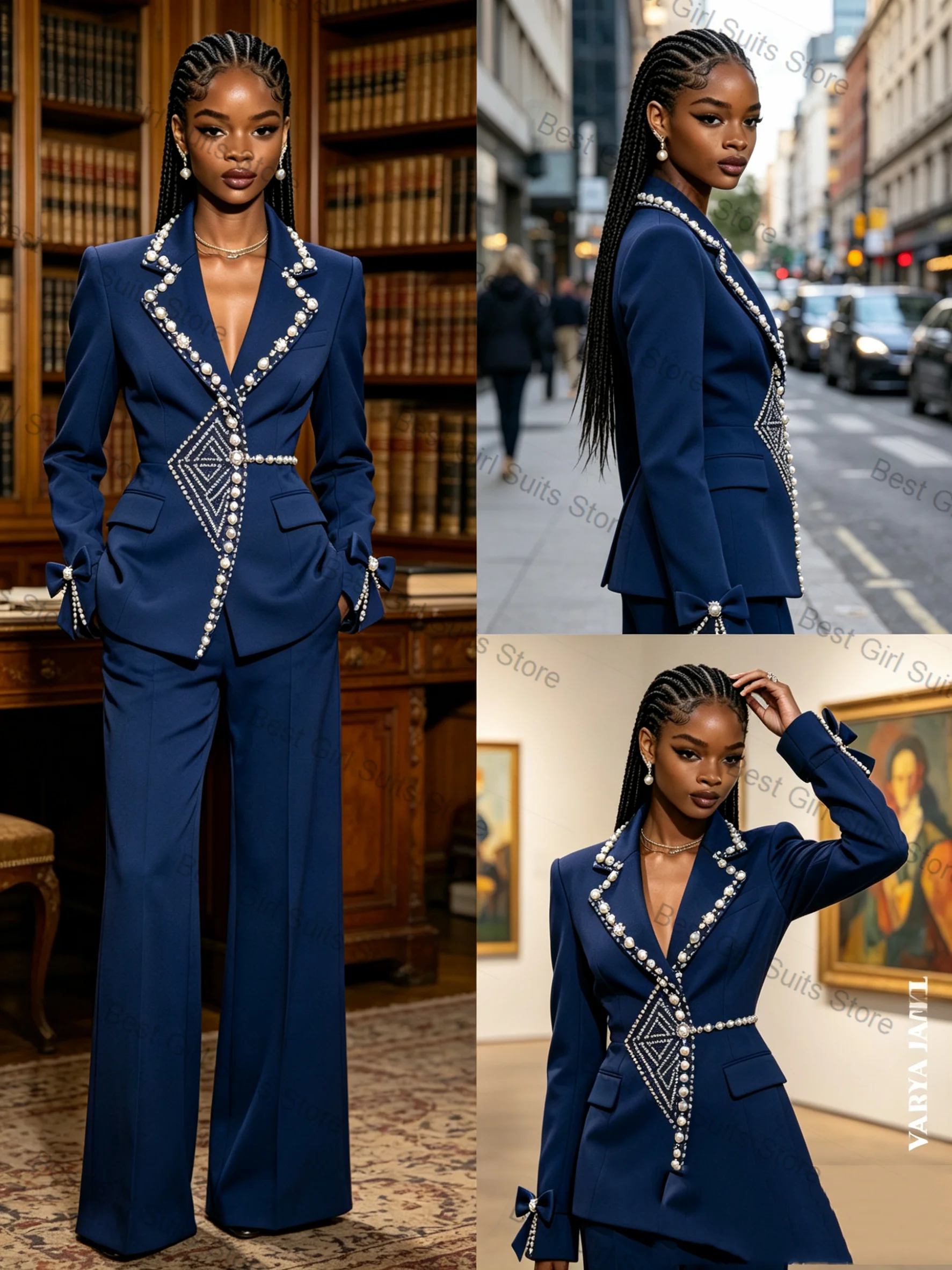 Pearls Blue Women Suit Set 2 Pcs Blazer+Pants Trousers Formal Office Lady Jacket Customized Wedding Coat(No Back Pearls)
Pearls Blue Women Suit Set 2 Pcs Blazer+Pants Trousers Formal Office Lady Jacket Customized Wedding Coat(No Back Pearls)