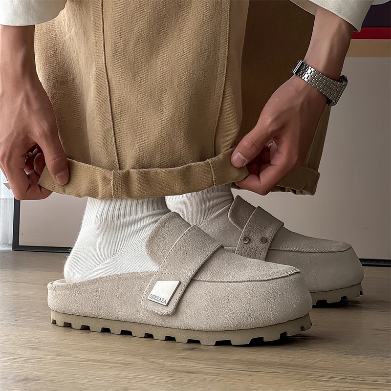 Hight Quality 2025 Summer New British Street Style Mules For Men's Women's Khaki Suede Leather Slip-On Flat Daily Casual Shoes
Hight Quality 2025 Summer New British Street Style Mules For Men's Women's Khaki Suede Leather Slip-On Flat Daily Casual Shoes