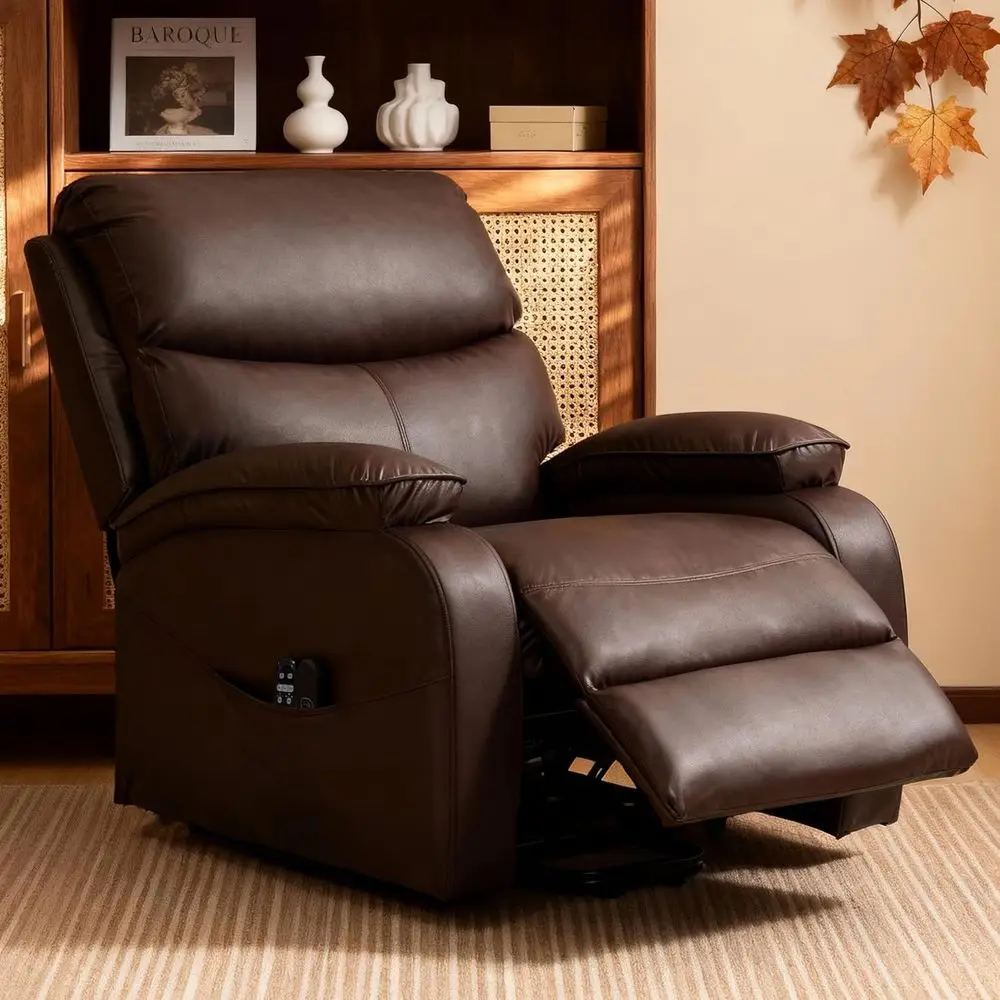 Heated Recliner with Stand-Assist for Elderly, Dual Side Storage, Ideal for Living Rooms and Small Spaces, Chocolate Leather
Heated Recliner with Stand-Assist for Elderly, Dual Side Storage, Ideal for Living Rooms and Small Spaces, Chocolate Leather