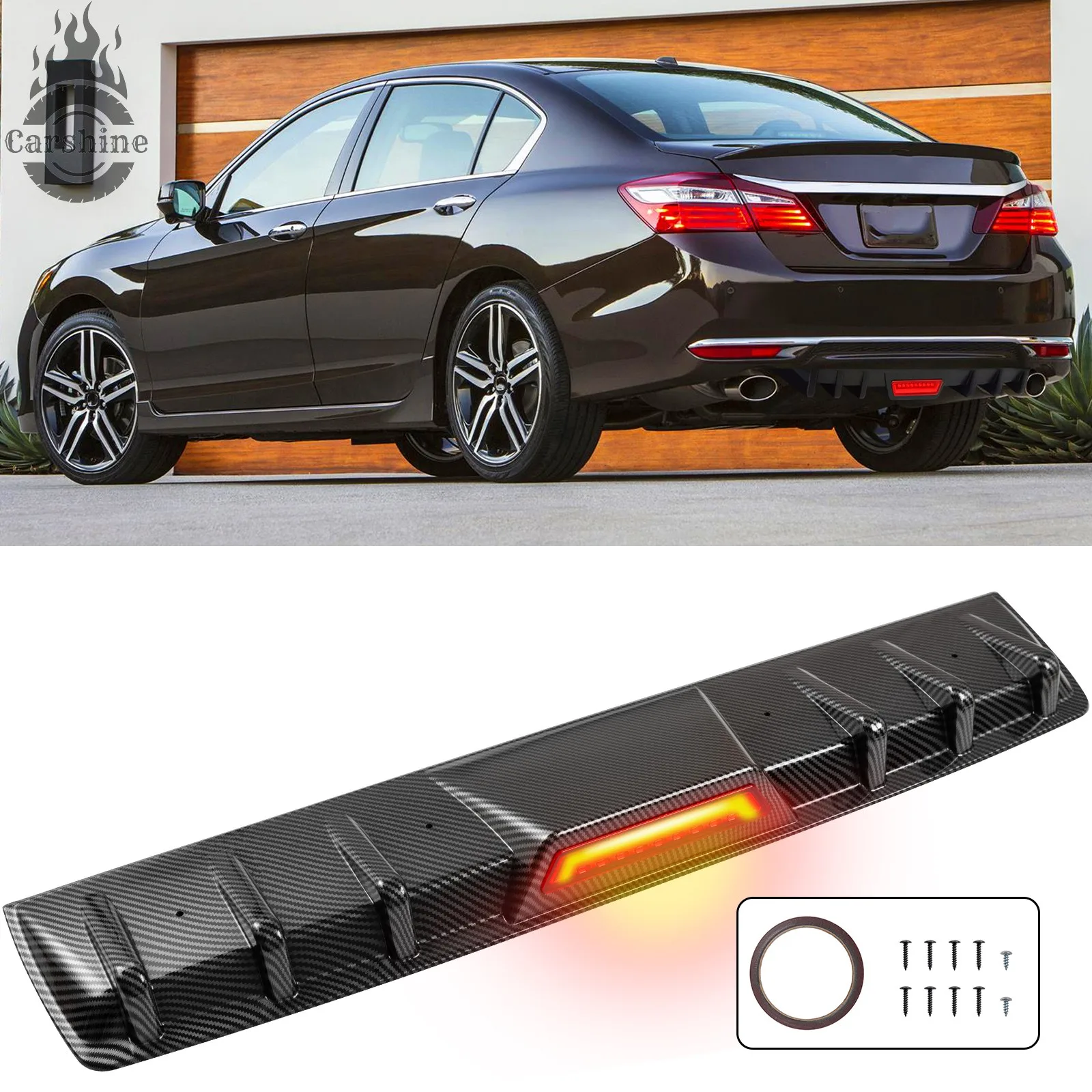 For Honda Accord Sedan Carbon Fiber Rear Diffuser Spoiler w/LED Brake Tail Light
For Honda Accord Sedan Carbon Fiber Rear Diffuser Spoiler w/LED Brake Tail Light